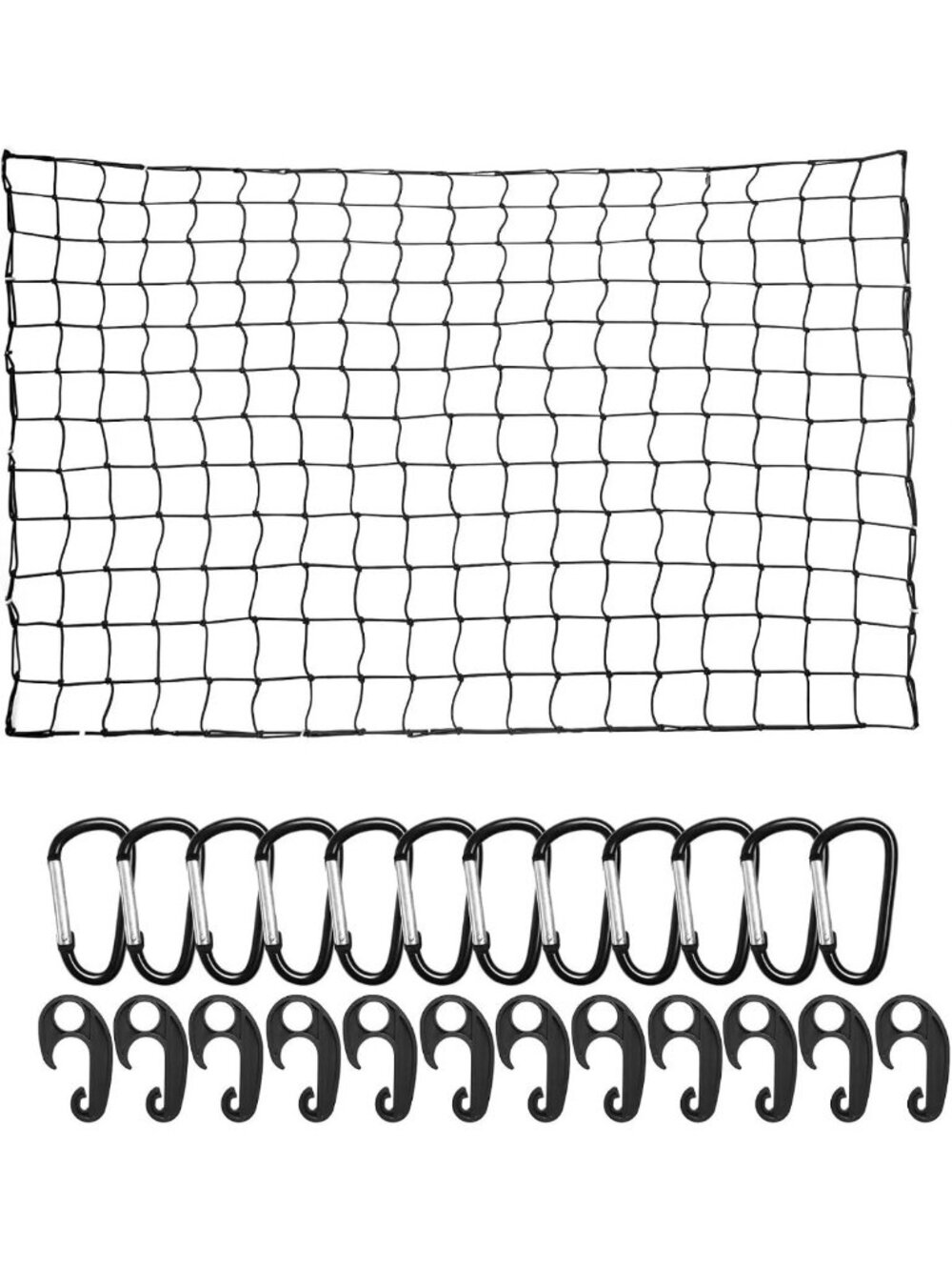 Stretchable Cargo Net Set 4x6FT to 8x12FT with 12 Carabiners & Hooks - Truck Bed